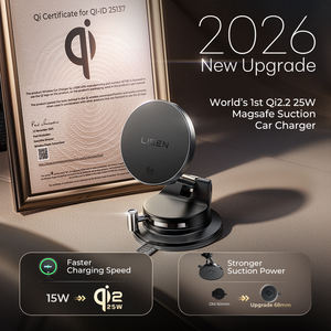 Support de chargeur de voiture magnétique sans fil LISEN 360° rotatif en métal Qi2 25W à charge rapide avec ventouse pour iPhone 17 16 Pro - Product Image 5