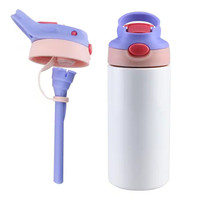 Botella de agua de sublimación para niños con logotipo personalizado, vaso de acero inoxidable de 12oz al por mayor, para niños y bebés
