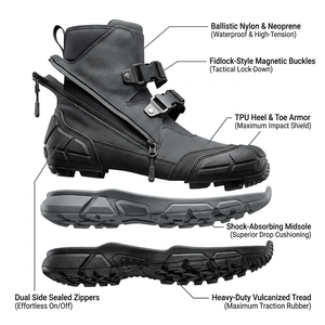 <span class=keywords><strong>Botas</strong></span> Tácticas de Senderismo Personalizadas Cyber Techwear de Media Pantorrilla para Hombre, de Nylon Balístico con Hebilla Magnética, Cremallera Impermeable y Correa Gruesa en el Tobillo - Product Image 2