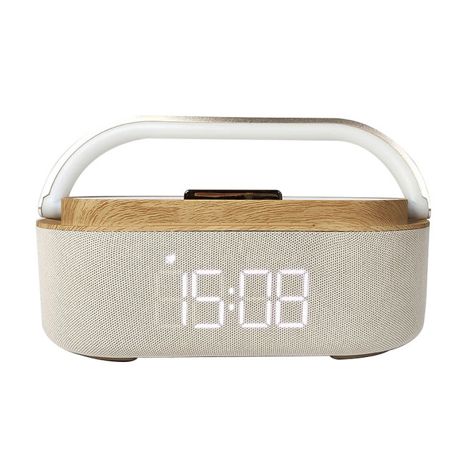 Hot Selling Multi-Function Creative Bluetooth Speaker Wireless Charger Touch Digital Alarm Clock With Led Night Light