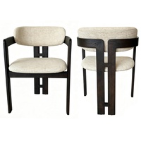 Chaise de salle à manger d'intérieur en bois de frêne massif avec accoudoirs et assise en tissu, structure en bois pour restaurant – Fournitures d'usine