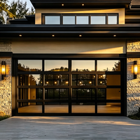Porte de garage en verre trempé noir sans cadre, motorisée, télécommandée, antivol, pour maison contemporaine extérieure