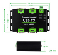 Convertisseur USB vers RS232 4 canaux isolé haute vitesse industriel Waveshare, puce FT4232HL, Linux/Windows/macOS/Android