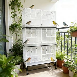 Jaula para Pájaros de Metal Grande Resistente a la Corrosión, Acabado <span class=keywords><strong>con</strong></span> Recubrimiento en Polvo Ecológico, <span class=keywords><strong>Buena</strong></span> Ventilación para Loros, Jaula de Cría de Aves - Product Image 5