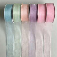 Ruban en organza de 2 cm, ruban en organza de soie, ruban adhésif pour emballage de boîte cadeau, ruban en soie transparent pour la pâtisserie