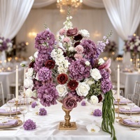 Boule de fleurs de rose réaliste de 60 cm, faite à la main en soie, rose artificielle, couleur violette et blanche, centre de table écologique