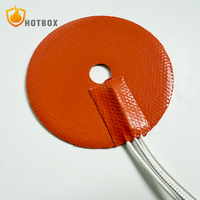 Plaque chauffante en caoutchouc silicone personnalisée, ronde, diamètre 100 mm, 80 W, 230 V, PSA, avec PT100 et trou pour tuyau, vanne et cylindre
