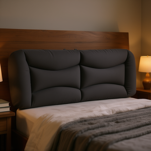 Coussin de tête de lit standard en polyester gris foncé pour la lecture et le repos au lit, motif matelassé rectangulaire uni - Product Image 2