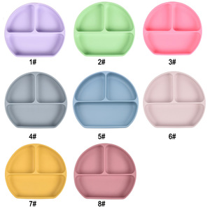 Plato de silicona dividido para niños, circular, libre de BPA, de grado alimenticio, para alimentación de bebés de 0 a 12 meses, diseño de color sólido. - Product Image 5