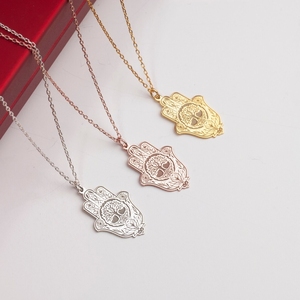 Offre Spéciale Hamsa <span class=keywords><strong>Arbre</strong></span> <span class=keywords><strong>de</strong></span> <span class=keywords><strong>Vie</strong></span> et <span class=keywords><strong>Lotus</strong></span> Pendentif <span class=keywords><strong>Collier</strong></span> Amulette Bijoux Ramadan Festival Cadeau pour Maman Musulmane - Product Image 1