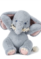 Peluche d'éléphant bébé gris personnalisée et adorable avec des oreilles roses et un col à volants