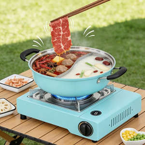 Réchaud de camping portable au gaz <span class=keywords><strong>butane</strong></span>, surface en acier inoxydable, petit format type carte - Product Image 2