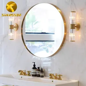 Meubelen Moderne Gold Metal Bad Spiegels Decor Muur Spiegel Roestvrij Staal Luxe Ronde Spiegels Voor Verkoop