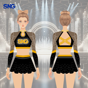 Conjunto de Uniforme de Animadoras Personalizado para Niñas, Top Corto Brillante sin Mangas de Tela Elástica, Falda, Ropa de Equipo para Actuaciones - Product Image 1