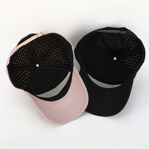 OEM personalizado 7 paneles 100% poliéster Spandex goma parche Logo ala curva Gorras sombrero láser agujero perforado gorras de béisbol - Product Image 3