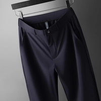 Pantalon de Costume Droit Professionnel Haut de Gamme pour Homme, Coupe Slim, Noir, en Polyester Écologique, Imperméable, avec Braguette Zippée
