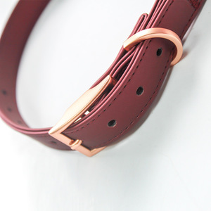 Nuevo conjunto de collar y correa de cuero, collar de PU y correa para perros para uso en exteriores, logotipo en relieve. - Product Image 2