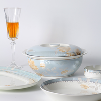 Service de table en porcelaine fine personnalisé, style chinois, vaisselle en porcelaine osseuse pour mariage, idéal pour un cadeau