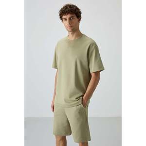 Ensemble de shorts basiques pour hommes en coton vert clair, épais, doux et texturé, coupe oversize - 85249 - Vert clair/Vert ouvert - Product Image 2