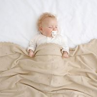 Couverture pour bébé en coton biologique pour nouveau-nés garçons et filles, couvertures en tricot crochet pour berceau, couverture d'emmaillotage pour la crèche