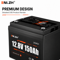 Batterie semi-solide LiFePO4 Enlzh 12,8 V 150 Ah 1920 Wh 4000 cycles (-4 à 131) pour utilisation en VR/moteur de pêche à la traîne