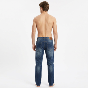 Jean décontracté pour homme grande taille, coupe droite, respirant, bleu délavé moyen, en denim uni, écologique, poids moyen, 100 % coton - Product Image 3
