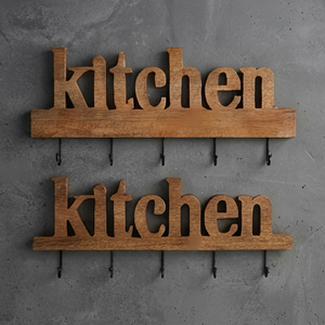 Fine Quality Wooden Kitchen Shape Metal Wall <b>Hook</b> Rustic Style Perfect For Bathroom Coat And Towel Storage Solution - Product Image 1