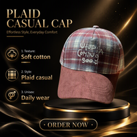 Topi Bisbol Bordir Motif Kotak-kotak Jepang Unisex, Dapat Disesuaikan, 6 Panel, Visor Berhuruf, untuk Musim Gugur dan Musim Dingin, Gaya Kasual