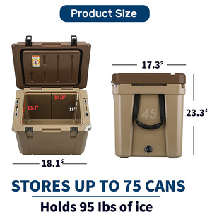 Venta al por mayor 45 <span class=keywords><strong>QT</strong></span> pesca en el mar caja de refrigeración portátil rotomoldeado PE aislamiento térmico al aire libre congelador cubo de hielo para almacenamiento de alimentos - Product Image 5