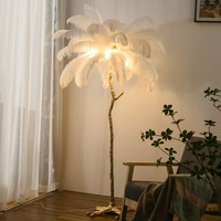 Lampe sur pied en forme d'arbre arc-en-ciel LED moderne nordique de luxe pour la décoration de la maison, chambre à coucher, plume d'autruche