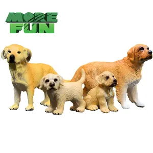  OEM ODM PVC plastik hayvan oyuncakları gerçekçi çevre dostu Golden Retriever aile 4 in 1 takım köpek oyuncak