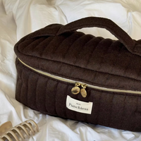 Organisateur de voyage professionnel de luxe en velours avec fermeture éclair, grande capacité, imperméable, avec poignée souple, pour trousse de maquillage