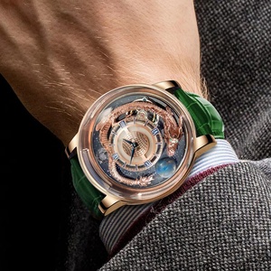 PINDU DESIGN 2023 Montre solaire Astronomia de luxe pour homme Bracelet en cuir Boîtier en acier inoxydable Résistant à l'eau 3BAR - Product Image 2