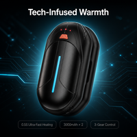 Chauffe-mains rechargeable avec bande lumineuse LED, chauffe-poche électrique portable USB, batterie 6000 mAh, chauffage rapide en 0,5 s pour voiture et camping-car