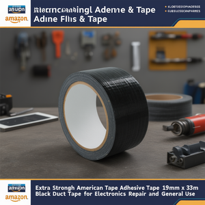 Ruban adhésif américain extra fort 19 mm x 33 m, ruban adhésif noir pour réparation électronique et usage général - Product Image 3