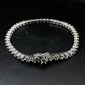 Factory Custom 3mm Tennis Chain Mounting Settings S925 Silver 9k 10k 14k 18k Gold Moissanite Labl Diamond Tennis Chain Bracelet