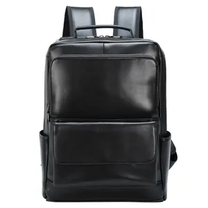 كمبيوتر محمول 14 بوصة Suppliers-جديد أزياء مخصص أفضل جودة الأسود الرجال حقيبة جلدية أصلية الأعمال 14 بوصة حقيبة ظهر من الجلد للمحمول ل اليومية