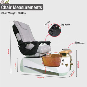 Equipo de salón de uñas Spa <span class=keywords><strong>Lounge</strong></span> Alden Crystal Gold Manicura Pedicura Spa Silla Set con cuero genuino resistente a la acetona - Product Image 2