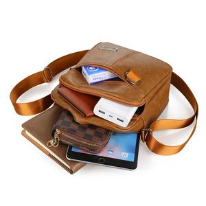 PU Small Square Business Casual Waterproof Shoulder Crossbody <b>Backpack</b> for Men - Product Image 2