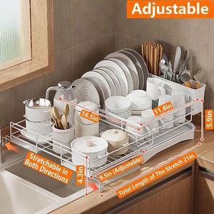 Égouttoir de cuisine télescopique en acier au carbone pour couteaux, cuillères, fourchettes, bols et vaisselle, avec support à couverts pour comptoir - Product Image 6