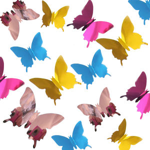 Nouveauté <span class=keywords><strong>moins</strong></span> <span class=keywords><strong>cher</strong></span> pvc matériel 3D or argent papillon décoration pour joyeux <span class=keywords><strong>anniversaire</strong></span> mariage noël décoration fournitures - Product Image 1