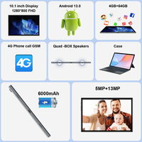 Tablette PC Android Wintouch avec logo personnalisé 10.1 pouces 4g Sim double Wifi Tab Octa-core Ram 4 Go Rom 64 Go Batterie 6000mah