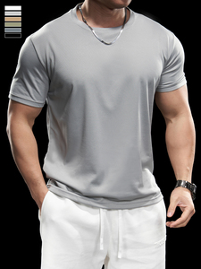 Active Wear Plus Size Men's Athletic T Shirts Shorts Sleeve Light Weight Ice Modal Workout Basic Sport Gym T-shirts for Men - Product Image 3