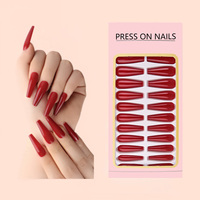 Ongles artificiels réutilisables en ABS, design long et luxueux, à la mode, avec colle, personnalisables, à presser