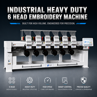 Machine à broder industrielle FUJA à 6 têtes, 1200 tr/min, système informatisé haute vitesse pour casquettes, t-shirts et tissus plats