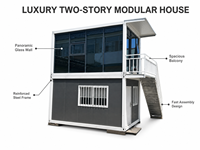 Usine chinoise : Maison conteneur de 20 pieds à double étage avec mur-rideau en verre, Villa conteneur préfabriquée démontable, Cabine de bureau mobile