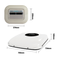 Climatiseur de toit ultra-plat 12V 24V DC pour camping-car avec compresseur scroll blanc/rouge 1800W pour camping-car et véhicule de loisirs