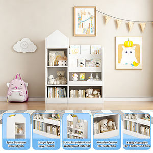 <span class=keywords><strong>Meuble</strong></span> de <span class=keywords><strong>rangement</strong></span> robuste pour livres et jouets d'enfants avec étagères ouvertes et paniers, finition sécurisée pour chambre, salle de jeux et crèche - Product Image 3