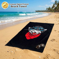 OEM Full Color Printed Beach Towel 100% Cotton Digital Print 400GSM Oversized Luxury Designer Beach Towel Custom Logo Packaging