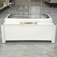 Offre Spéciale 9L Rectangle Blanc Équipement De Restauration Buffet Pots De Chauffage En Acier Inoxydable Réchauffeur De Nourriture Électrique